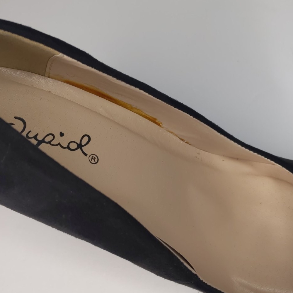 QUPID heel BLACK Faux Suede Size 6 - Picture 11 of 16